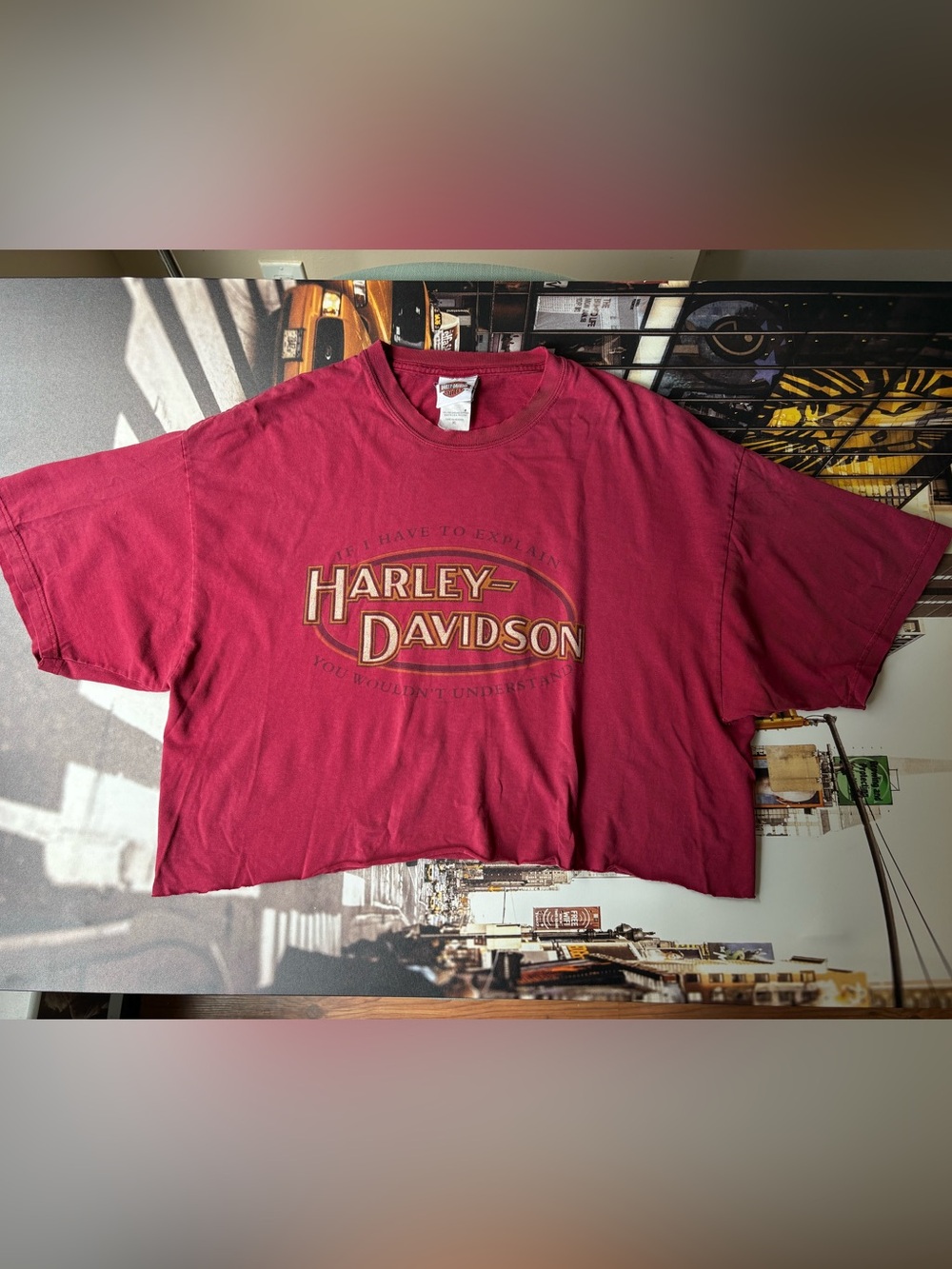 Vintage Harley-Davidson Cropped Red T-Shirt